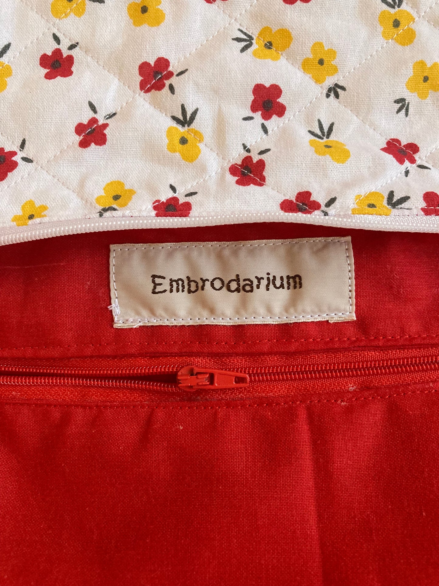 Handmade Medium Quilted Cotton Floral Zip Pouch