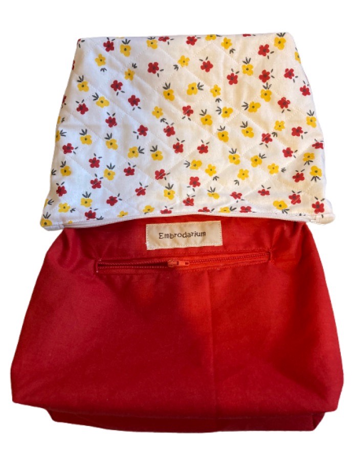 Handmade Medium Quilted Cotton Floral Zip Pouch