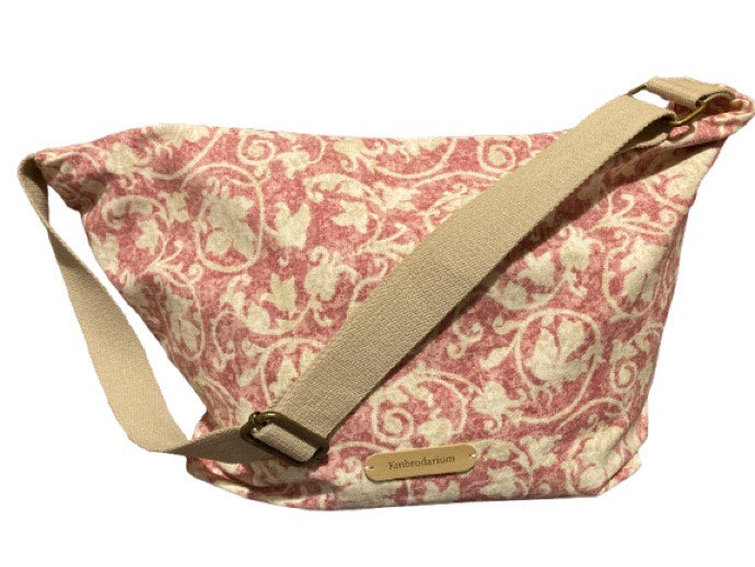 Cream-Mauve Hobo Shoulder Bag