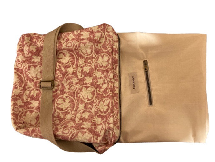 Cream-Mauve Hobo Shoulder Bag
