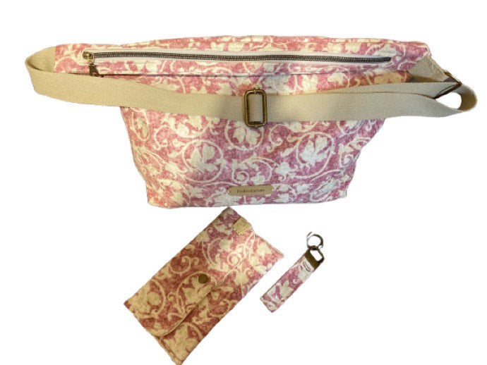 Cream-Mauve Hobo Shoulder Bag