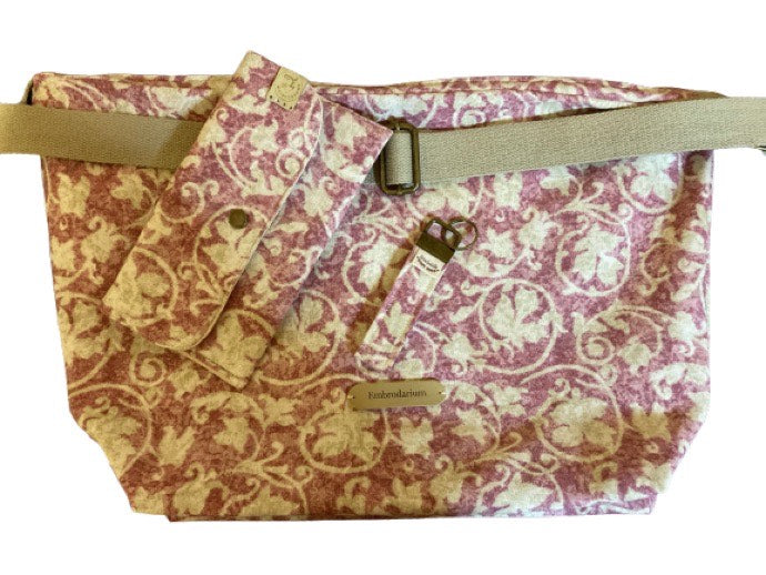 Cream-Mauve Hobo Shoulder Bag